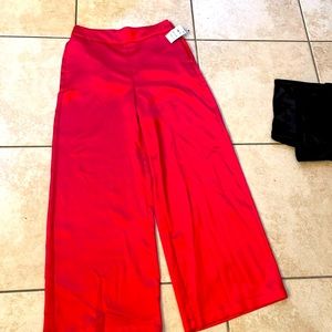 Brand new satin pants. Deep fuscia. Side zip